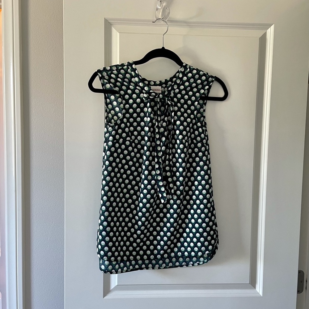 Merona Green Polka Dot Blouse